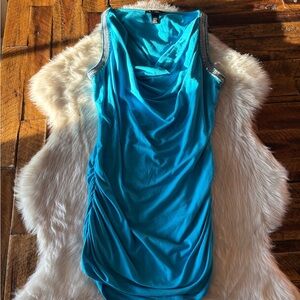 White House Black Market Turquoise Draped Tank Top